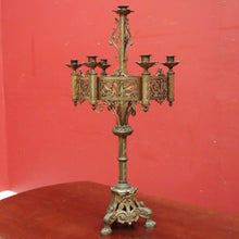 Load image into Gallery viewer, x SOLD Antique French Church Candelabra / Candle Stick Holder with enamel Detail. B12461