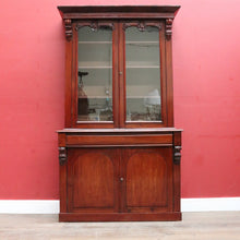 Load image into Gallery viewer, Antique English Mahogany Two Door Bookcase Cabinet with Original Glass. B13069