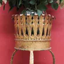 Load image into Gallery viewer, Antique French Jardinière Holder with Hand Hammered Gilt Metal Bowl Leaf Motif Rim and Tripod Legs. B12755
