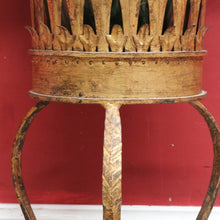 Load image into Gallery viewer, Antique French Jardinière Holder with Hand Hammered Gilt Metal Bowl Leaf Motif Rim and Tripod Legs. B12755