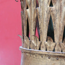 Load image into Gallery viewer, Antique French Jardinière Holder with Hand Hammered Gilt Metal Bowl Leaf Motif Rim and Tripod Legs. B12755