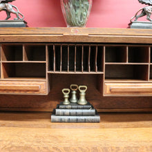 Load image into Gallery viewer, Antique American Oak Cutler Roll Top Twin Pedestal Desk, Office Desk. B13129