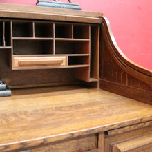 Load image into Gallery viewer, Antique American Oak Cutler Roll Top Twin Pedestal Desk, Office Desk. B13129