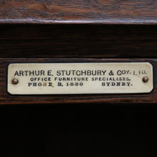 Load image into Gallery viewer, Antique American Oak Cutler Roll Top Twin Pedestal Desk, Office Desk. B13129