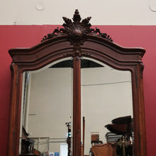 Load image into Gallery viewer, French Walnut Armoire Linen Press – Mirror Doors, Carved Detail, Storage Cupboard. B12473