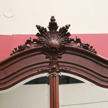 Load image into Gallery viewer, French Walnut Armoire Linen Press – Mirror Doors, Carved Detail, Storage Cupboard. B12473