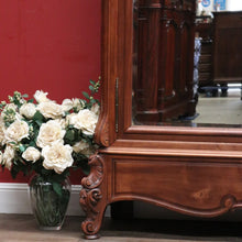 Load image into Gallery viewer, French Walnut Armoire Linen Press – Mirror Doors, Carved Detail, Storage Cupboard. B12473