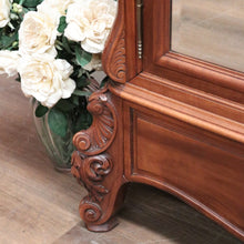 Load image into Gallery viewer, French Walnut Armoire Linen Press – Mirror Doors, Carved Detail, Storage Cupboard. B12473
