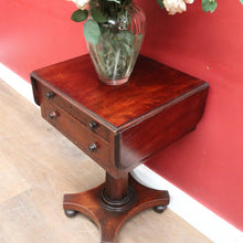 Load image into Gallery viewer, x SOLD English Mahogany Side Table with Two Drawers, Drop Side Pembroke Table. B12826