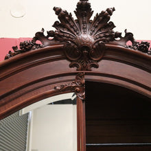 Load image into Gallery viewer, French Walnut Armoire Linen Press – Mirror Doors, Carved Detail, Storage Cupboard. B12473