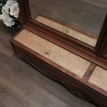 Load image into Gallery viewer, French Walnut Armoire Linen Press – Mirror Doors, Carved Detail, Storage Cupboard. B12473