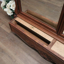 Load image into Gallery viewer, French Walnut Armoire Linen Press – Mirror Doors, Carved Detail, Storage Cupboard. B12473