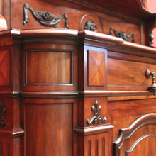 Load image into Gallery viewer, Antique French Mahogany Sideboard, Hall Cabinet – Carved Detail, Lion Heads. B12474