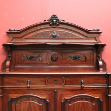 Load image into Gallery viewer, Antique French Mahogany Sideboard, Hall Cabinet – Carved Detail, Lion Heads. B12474