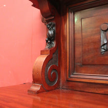 Load image into Gallery viewer, Antique French Mahogany Sideboard, Hall Cabinet – Carved Detail, Lion Heads. B12474