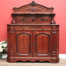 Load image into Gallery viewer, Antique French Mahogany Sideboard, Hall Cabinet – Carved Detail, Lion Heads. B12474