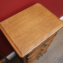 Load image into Gallery viewer, Pair of Vintage French Oak Five Drawer Chest or Lingerie Chest with Carved Detail Shaped Apron and Gilt Metal Handles. B12808
