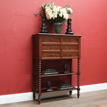 Load image into Gallery viewer, x SOLD Antique French Walnut Chest of 6 Drawers, 2-tier Shelves, Bobbin Legs. B12303