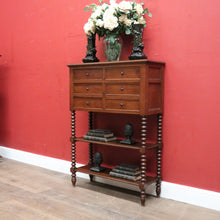 Load image into Gallery viewer, x SOLD Antique French Walnut Chest of 6 Drawers, 2-tier Shelves, Bobbin Legs. B12303