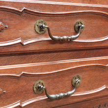 Load image into Gallery viewer, Antique French Oak Writing Bureau or Desk with Drop Front Brass Handles Key and Cabriole Legs. B12706