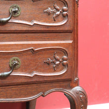 Load image into Gallery viewer, Antique French Oak Writing Bureau or Desk with Drop Front Brass Handles Key and Cabriole Legs. B12706