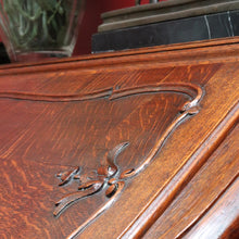 Load image into Gallery viewer, Antique French Oak Writing Bureau or Desk with Drop Front Brass Handles Key and Cabriole Legs. B12706