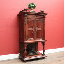 Load image into Gallery viewer, Antique French Walnut Stationery Cabinet – 2 Doors, Brass Fittings, Finial Detail. B12464