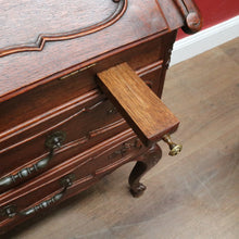 Load image into Gallery viewer, Antique French Oak Writing Bureau or Desk with Drop Front Brass Handles Key and Cabriole Legs. B12706