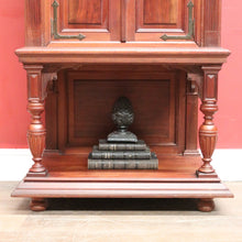 Load image into Gallery viewer, Antique French Walnut Stationery Cabinet – 2 Doors, Brass Fittings, Finial Detail. B12464