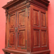 Load image into Gallery viewer, Antique French Walnut Stationery Cabinet – 2 Doors, Brass Fittings, Finial Detail. B12464