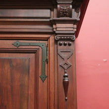 Load image into Gallery viewer, Antique French Walnut Stationery Cabinet – 2 Doors, Brass Fittings, Finial Detail. B12464