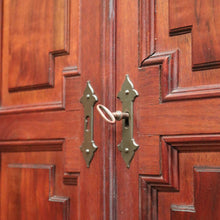 Load image into Gallery viewer, Antique French Walnut Stationery Cabinet – 2 Doors, Brass Fittings, Finial Detail. B12464