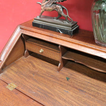 Load image into Gallery viewer, Antique French Oak Writing Bureau or Desk with Drop Front Brass Handles Key and Cabriole Legs. B12706