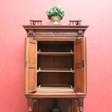 Load image into Gallery viewer, Antique French Walnut Stationery Cabinet – 2 Doors, Brass Fittings, Finial Detail. B12464