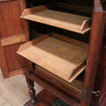 Load image into Gallery viewer, Antique French Walnut Stationery Cabinet – 2 Doors, Brass Fittings, Finial Detail. B12464