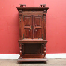 Load image into Gallery viewer, Antique French Walnut Stationery Cabinet – 2 Doors, Brass Fittings, Finial Detail. B12464