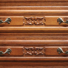 Load image into Gallery viewer, x SOLD French Oak Writing Bureau – Drop Front, Carved Detail, Brass Handles, Key. B12311