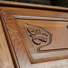Load image into Gallery viewer, x SOLD French Oak Writing Bureau – Drop Front, Carved Detail, Brass Handles, Key. B12311