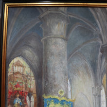 Load image into Gallery viewer, x SOLD Jozef Horenbant Cathedral Interior Painting in Black and Gilt Frame. B12716