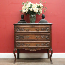 Load image into Gallery viewer, x SOLD Antique French Oak Chest of Drawers with Shaped Marble Top - Hall or Entry Cupboard. B12260