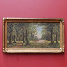 Load image into Gallery viewer, x SOLD Antique Oil on Canvas Country Landscape in Gilt Frame Signed Lower Right. B12721