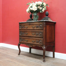 Load image into Gallery viewer, x SOLD Antique French Oak Chest of Drawers with Shaped Marble Top - Hall or Entry Cupboard. B12260