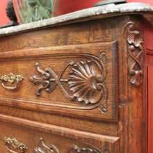 Load image into Gallery viewer, x SOLD Antique French Oak Chest of Drawers with Shaped Marble Top - Hall or Entry Cupboard. B12260