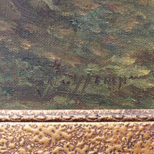 Load image into Gallery viewer, x SOLD Antique Oil on Canvas Country Landscape in Gilt Frame Signed Lower Right. B12721