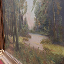 Load image into Gallery viewer, x SOLD Antique Oil on Canvas Country Landscape in Gilt Frame Signed Lower Right. B12721