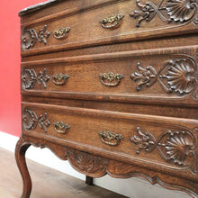Load image into Gallery viewer, x SOLD Antique French Oak Chest of Drawers with Shaped Marble Top - Hall or Entry Cupboard. B12260