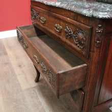 Load image into Gallery viewer, x SOLD Antique French Oak Chest of Drawers with Shaped Marble Top - Hall or Entry Cupboard. B12260