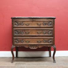 Load image into Gallery viewer, x SOLD Antique French Oak Chest of Drawers with Shaped Marble Top - Hall or Entry Cupboard. B12260