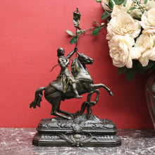 Load image into Gallery viewer, x SOLD 19th Century Bronze Spelter - Joan of Arc on Horseback holding a Flag. B12302