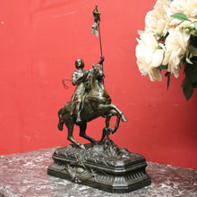 Load image into Gallery viewer, x SOLD 19th Century Bronze Spelter - Joan of Arc on Horseback holding a Flag. B12302